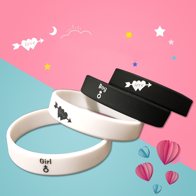 Vòng Tay Cao Su Silicone Mặt Cao Su In Chữ Màu Trắng Và Đen Năng Động Cá Tính Cho Nam Và Nữ