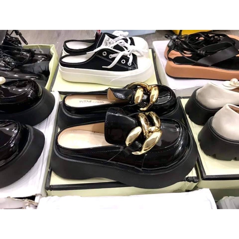 GIÀY OXFORDS THẤP CỔ MŨI TRÒN TO ULZZANG có xích đế thấp gót