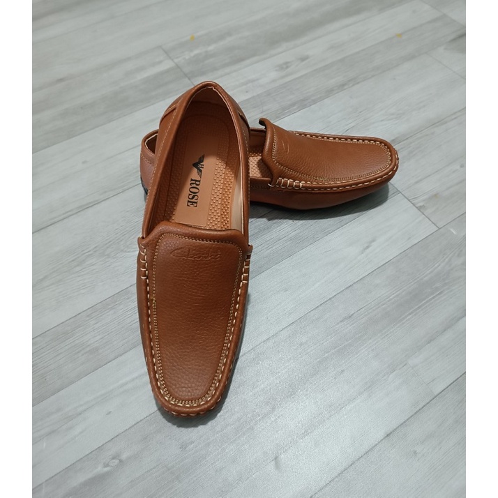 Giày lười (sục) nam da Pu mềm cao cấp màu nâu, lót êm chắc chắn (Sản phẩm chất lượng của Pakuzushop)