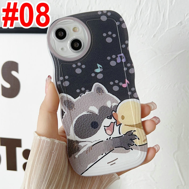 Cute Casing Redmi 12C A1 10C 10A 9C 9A 9S 8 6A 5A Note 12 4G 5G 11S 11 10s 10 Pro 9 9S 8 POCO X4 X5 M3 X3 Pro NFC Cartoon Raccoon Duck Waves Edge Fine Hole  Soft Phone Case Cover STB 07