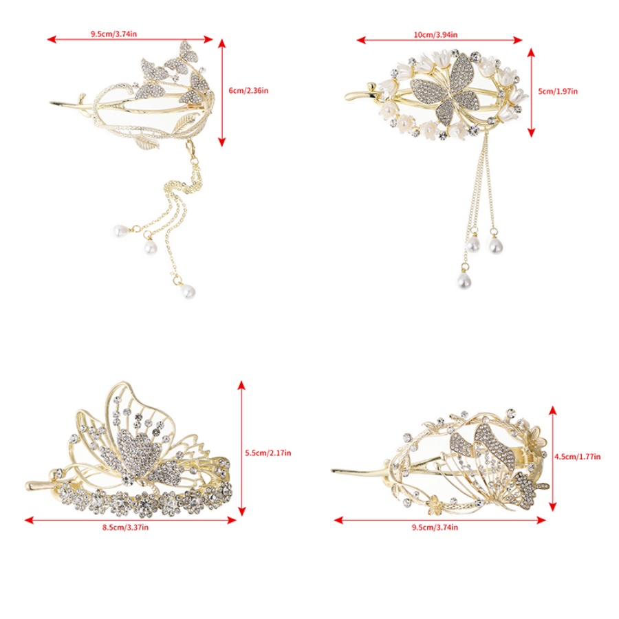 Kẹp Tóc Kim Loại Hình Hoa Bướm Đính Ngọc Trai Phong Cách Hàn Quốc Mới
