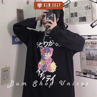 Áo Thun Tay Dài Nữ Unisex Form Rộng - TD37 Gấu Chữ Nhật -  Chất Thun Cotton Mềm Mát - Hình In Bền Đẹp - Bum Shop Unisex