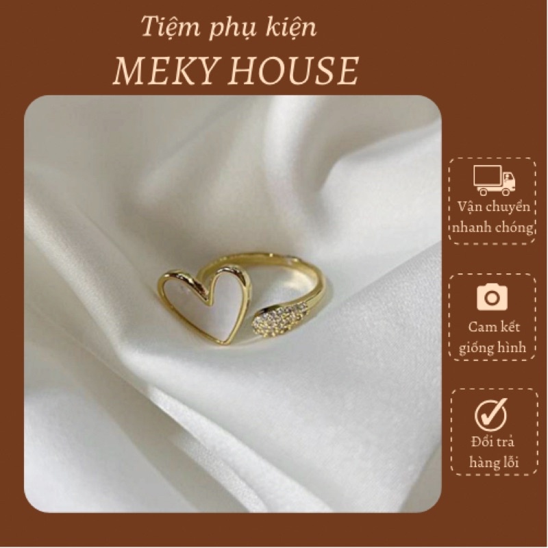 Nhẫn nữ hình tim hở thời trang hàn quốc