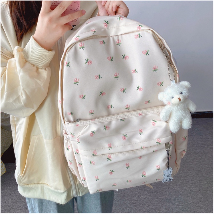 MISCHA Ba Lô Vải canvas Sức Chứa Lớn In Họa Tiết Thời Trang Đơn Giản Dễ Phối Đồ