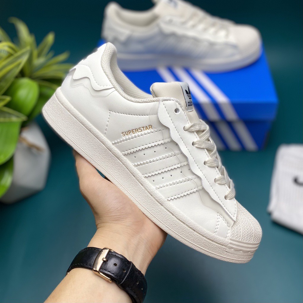 Giày Sneaker _Adidas Superstar, _Adidas Sò bản mới 2022 màu trắng kem, đủ size nam nữ mã MS9910 Full Box Bill