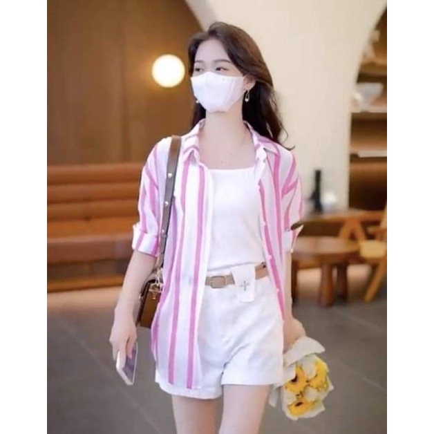 Sét 3 món sơ mi kẻ hồng TC6