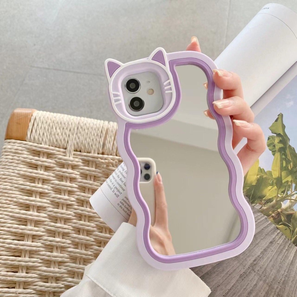 ỐP TAI MÈO LƯỢN SÓNG LƯNG GƯƠNG CUTE