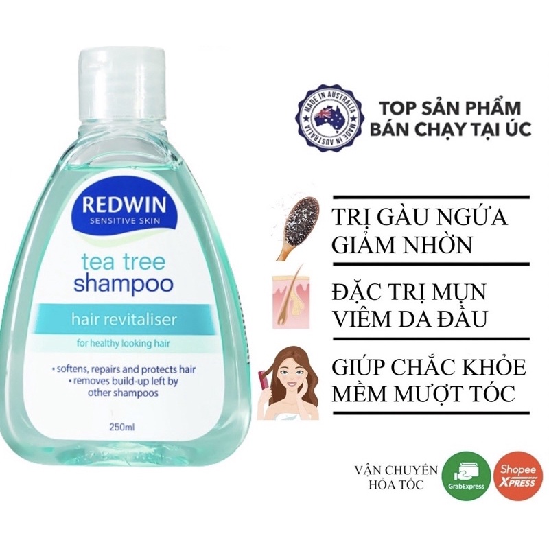 Dầu gội đầu giảm gàu nấm giảm nhờn Redwin Coal Tar / Tea tree Úc