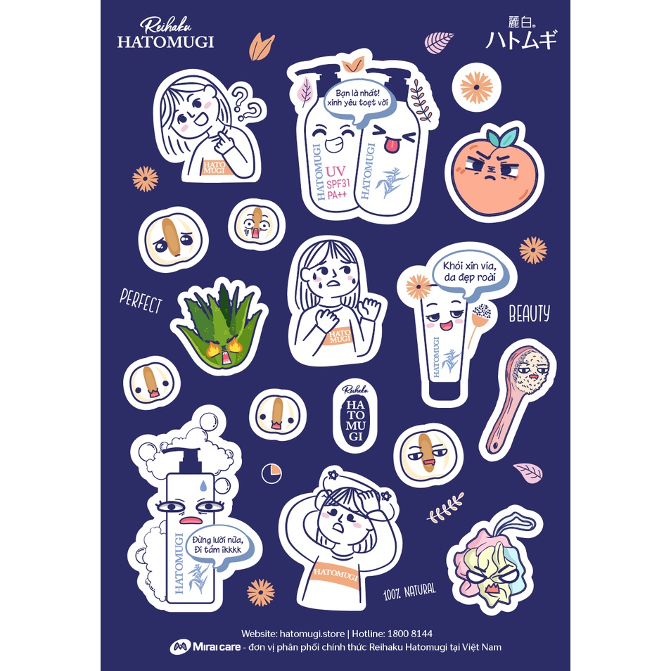 [HB GIFT][HÀNG TẶNG KHÔNG BÁN] STICKER REIHAKU HATOMUGI