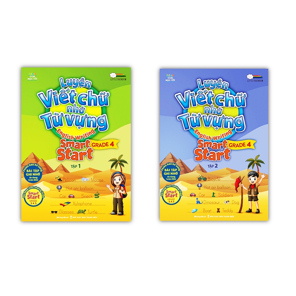 Sách - Combo Luyện viết chữ nhớ từ vựng (English Writing Smart Start) Grade 4 tập 1 + tập 2 (MG)