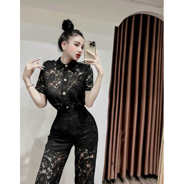 Sét áo sơmi túi nắp quần ống suông