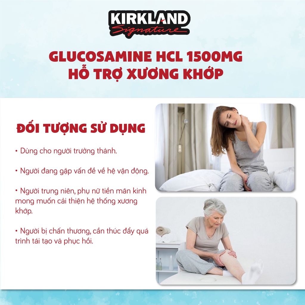 Bổ xương Glucosamine 1500mg & MSM 1500mg 375 viên Kirkland Signature bổ sung các vấn đề về xương khớp