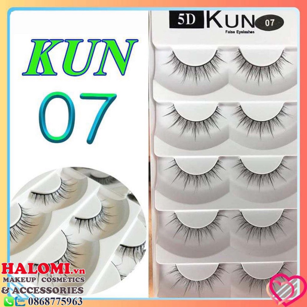 Mi giả tự nhiên 5D Kun 5 cặp đủ mẫu cao cấp chính hãng HALOMI chuyên dùng cho makeup TRANCI