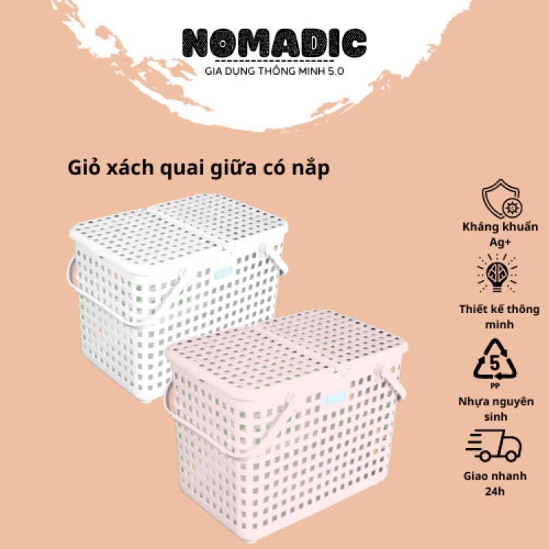 Giỏ nắp đựng quần áo, đồ chơi cho bé/gia đình, giỏ đi sinh. GIAO MÀU NGẪU NHIÊN