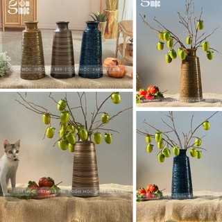 Chai gốm đen, vân ganh lọ hoa gốm Bát Tràng cao cấp