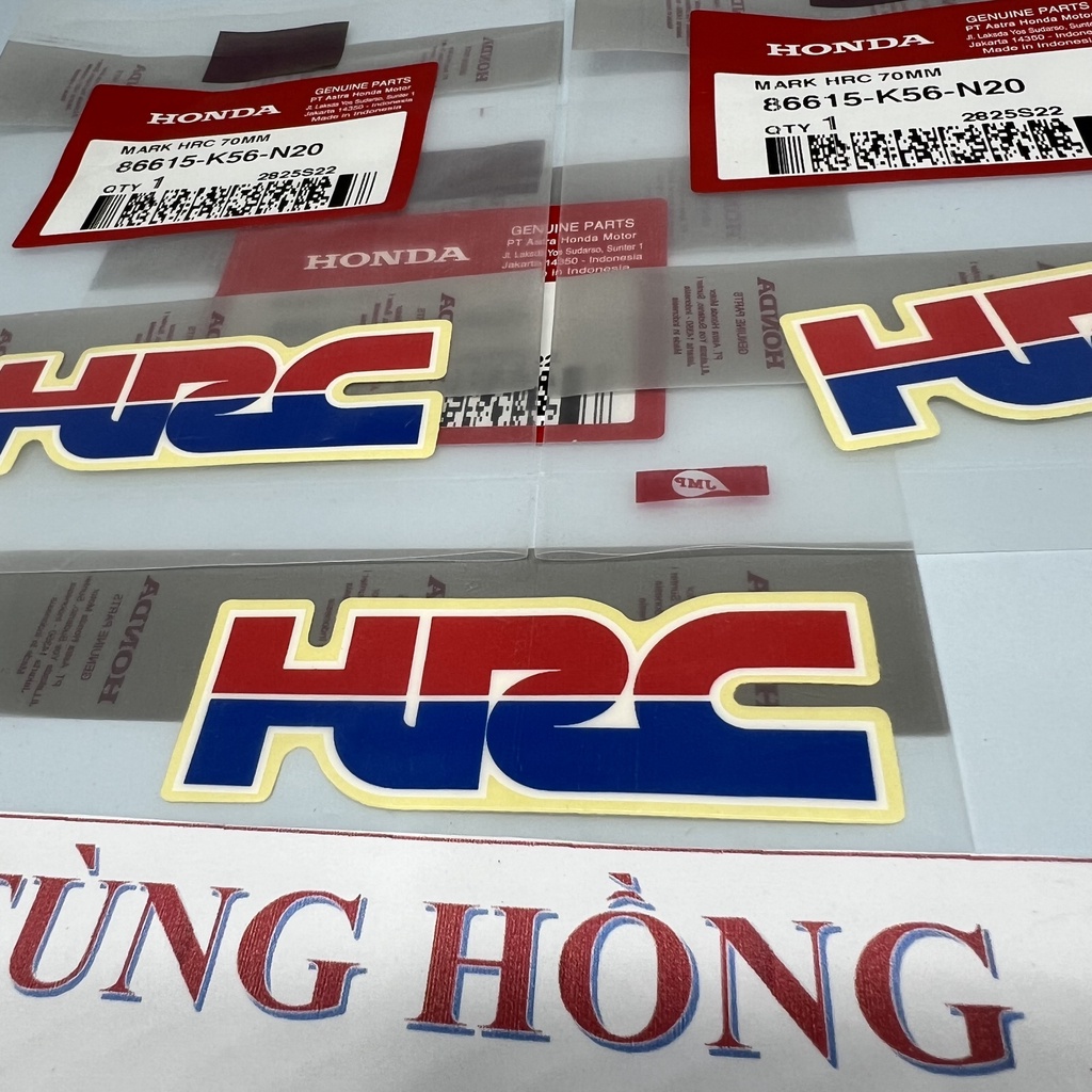 Tem thông số Sonic,chữ HRC - 77mmnhập khẩu chính hãng Honda Indonesia - PT HỒNG ÂN