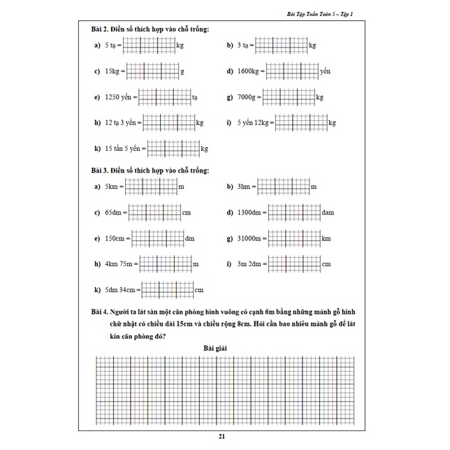 Sách - Bài Tập Tuần Toán Lớp 5 - Tập 1 (1 cuốn)