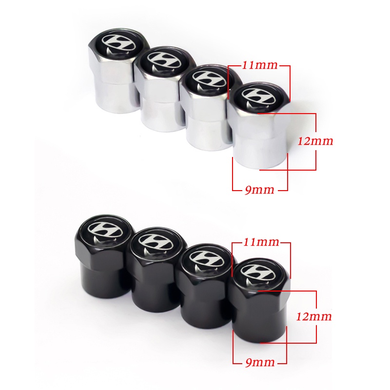 Set 4 Nắp Van Bánh Xe Hơi Bằng Hợp Kim Màu Bạc / Đen