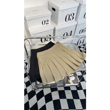 Chân váy tennis form ngắn xếp ly lưng cao màu đen, nâu Wee Skirt - Sibling House