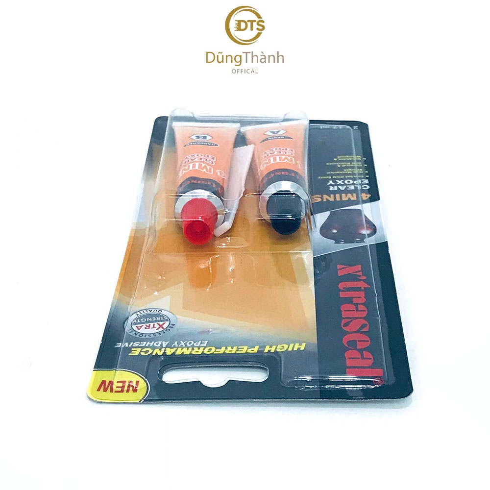 Keo ab dán gốm sứ thủy tinh trang sức kim loại X'TRASEAL 4 Minutes Steel Epoxy khô nhanh đa năng màu trong 17ml x 2tuýp