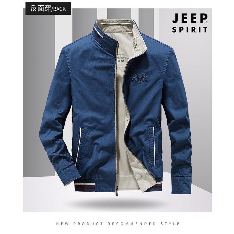 JEEP SPIRIT 1941 ESTD Áo Khoác Nam Dáng Rộng Cổ Đứng Thời Trang Mùa Thu 2022