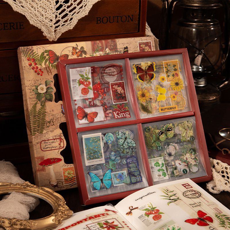 Hộp sticker 100 tấm nhiều hình khác nhau siêu rẻ.1000 miếng dán sticker 2D trang trí cô gái dễ thương, cổ trang, vintage