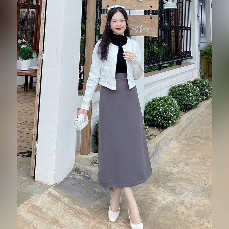 Chân váy suôn dáng chữ A, 2 lớp