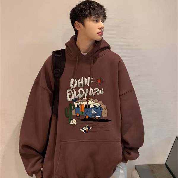 Áo hoodie Tay Dài Dáng Rộng In Chữ Tiếng Anh Đơn Giản Phong Cách Hàn Quốc Cho Nam