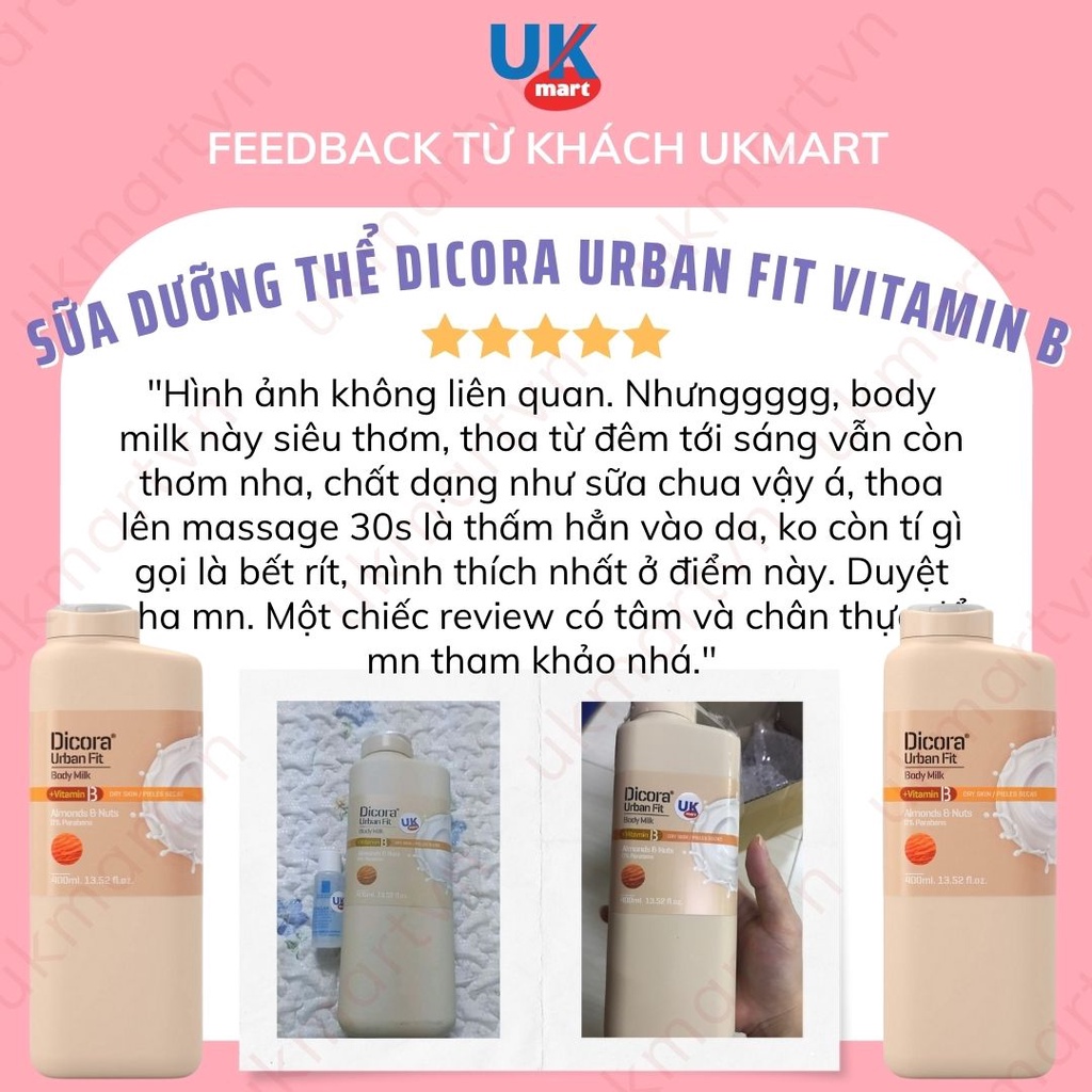 Sữa Dưỡng Thể Dicora Urban Fit Vitamin B Hạnh nhân & Các Loại Hạt Body Milk 400ml