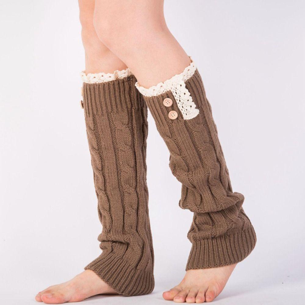 FALLFORBEAUTY Vớ Ống Chân Dệt Kim Giữ Ấm Phối Ren Phong Cách Lolita Dễ Thương Cho Nữ