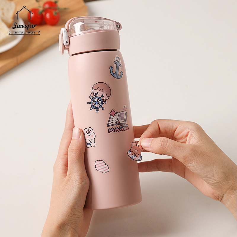 SWEEJAR Bình Nước Inox 304 Giữ Nhiệt 500mL Kèm Ống Hút Và Dây Đeo Tiện Dụng