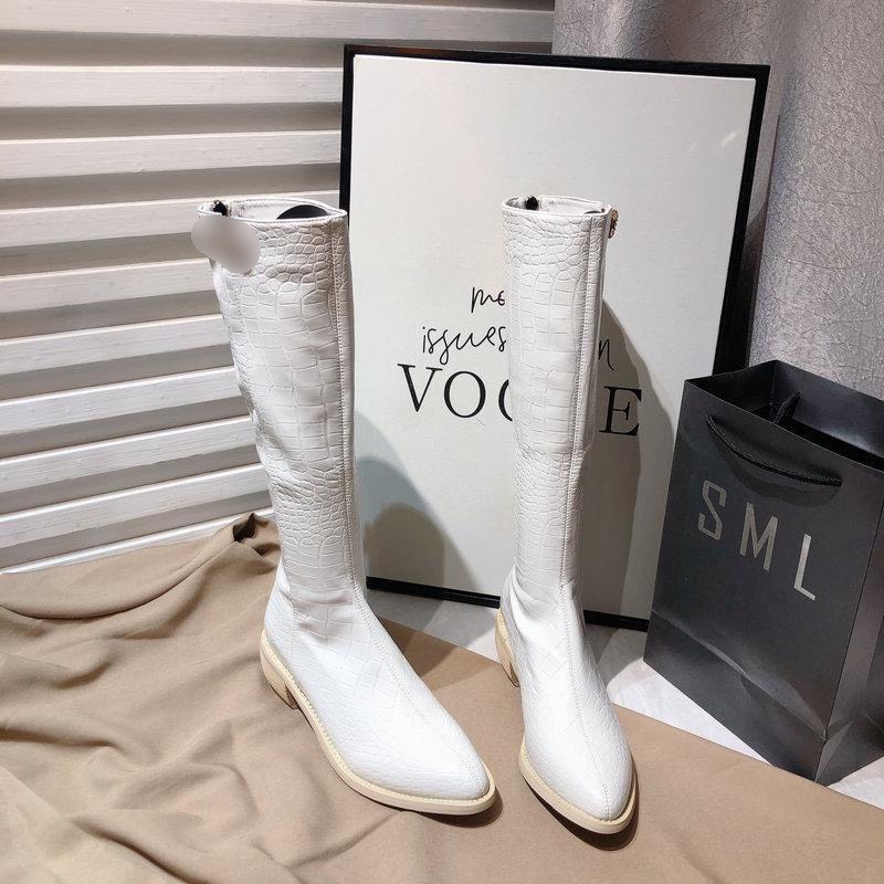 Bốt đùi nữ da vân sành điệu sang chảnh mũi nhọn  phom ống rộng da mềm khóa kéo sau gót gỗ cao 4 phân hàng QCCC đầy đủ hộ