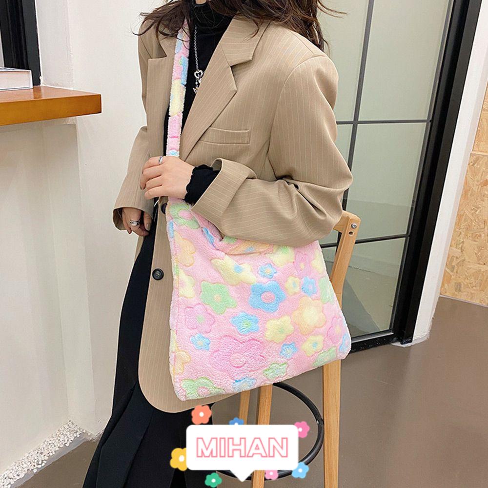 Túi Xách Đeo Vai Phủ Bông Mềm Họa Tiết Hoa Thời Trang Nữ MIHAN1