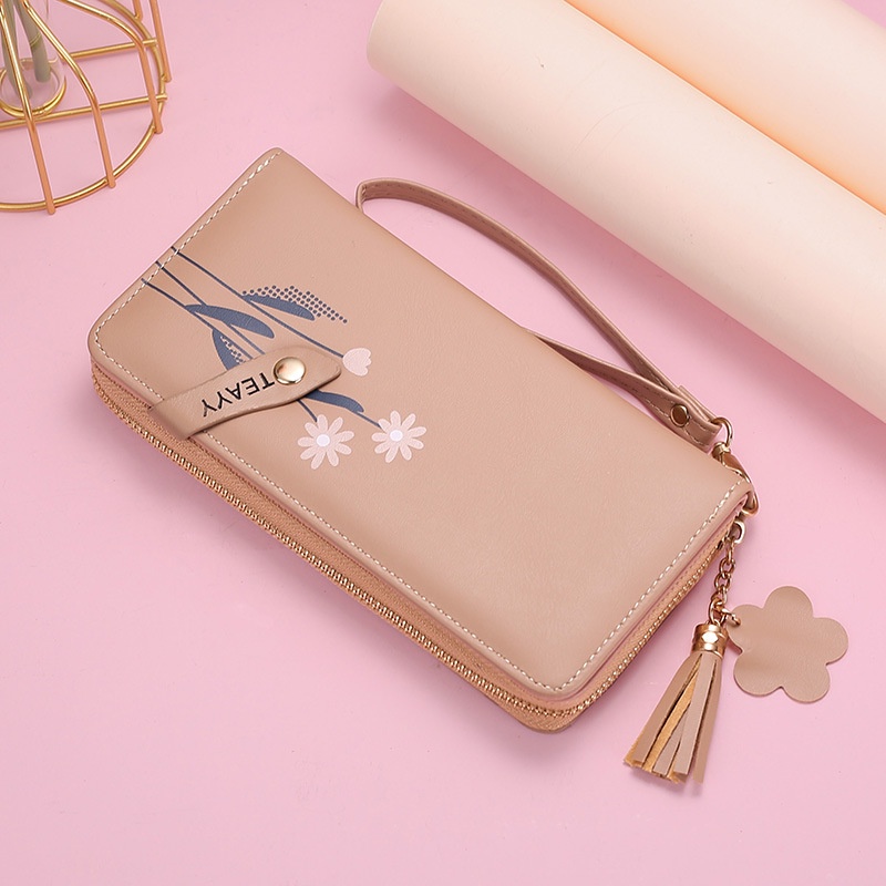 IELGY Ví Dài Sức Chứa Lớn Có Khóa Kéo In Họa Tiết Thời Trang Cho Nữ