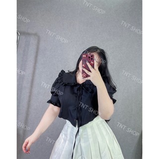 ÁO CROPTOP CỔ BÈO SEN THẮT NƠ [TNT SHOP BIGSIZE 60KG 90KG]