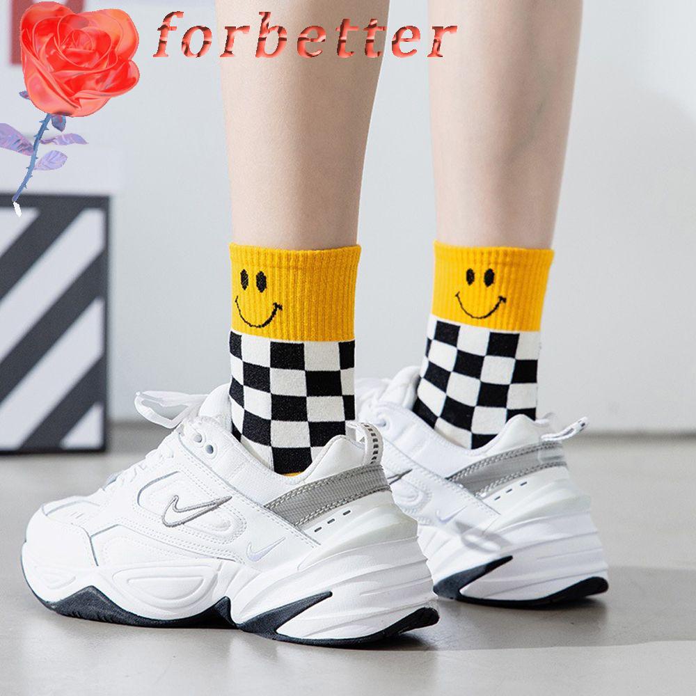 Vớ Cotton Họa Tiết Kẻ Sọc/Kẻ Sọc Nhiều Màu Phong Cách Harajuku Thanh Lịch Thoáng Khí Thời Trang Thu Đông Cho Nữ