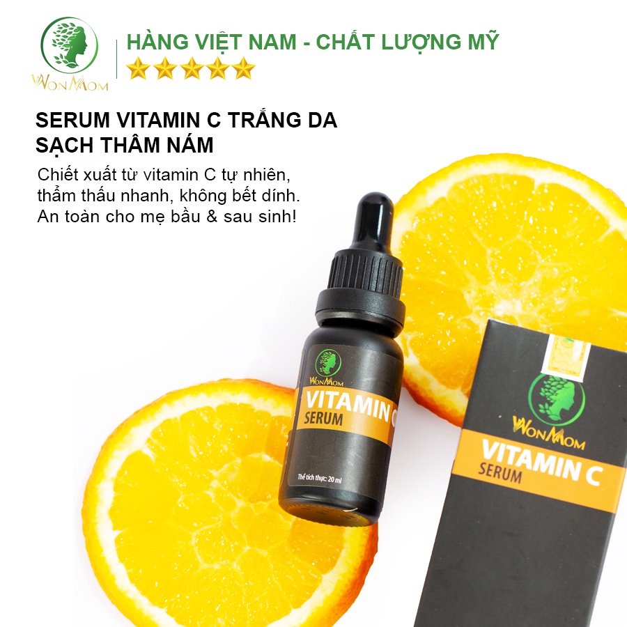 Combo 1 sữa rửa mặt 70g + 1 serum vitamin C 20ml + 1 kem nghệ tươi 50g Wonmom