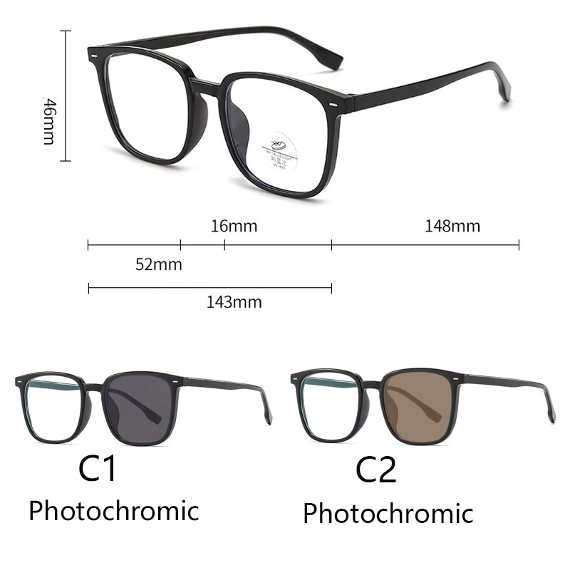Kính Mát Gọng Vuông Chống Tia Bức Xạ Cho Nam Nữ
