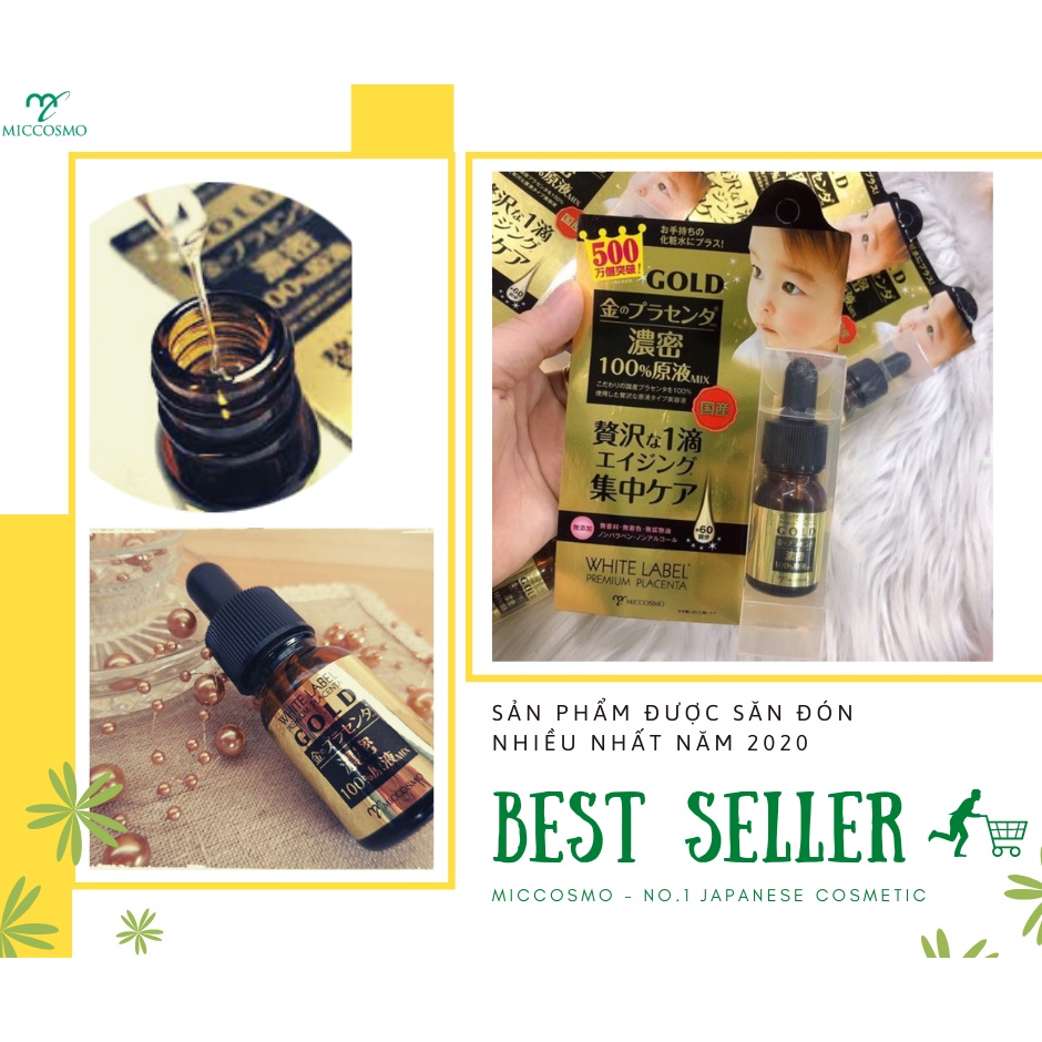 Tinh chất dưỡng trắng, Giảm  nám WHITE LABEL PREMIUM PLACENTA GOLD ESSENCE 10ml