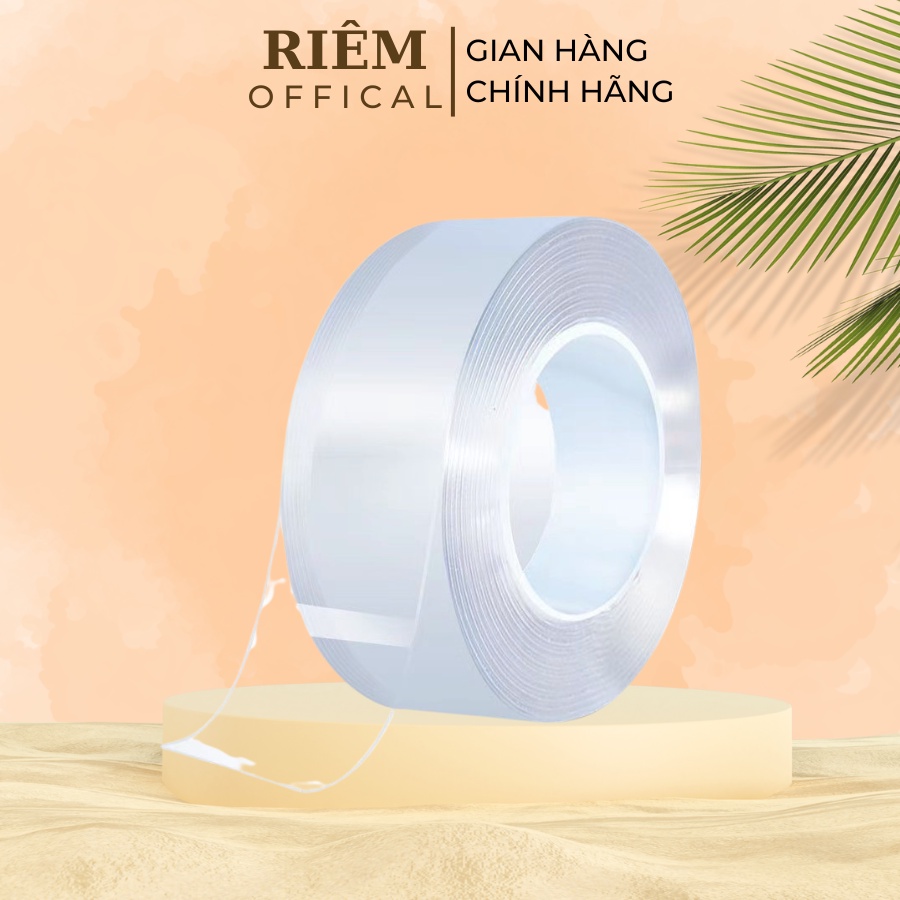 Băng Keo 2 Mặt Trong Suốt Có Thể Tái Sử Dụng Độ Dính Cao Dài 1 2 3 5M RIEM