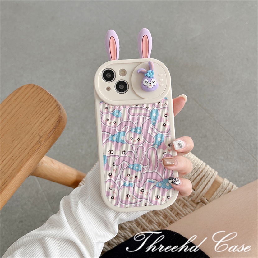 Ốp Điện Thoại Dẻo Họa Tiết Hoạt Hình Tai Thỏ 3D Dễ Thương Cho iPhone 14 13 12 11 Pro Max