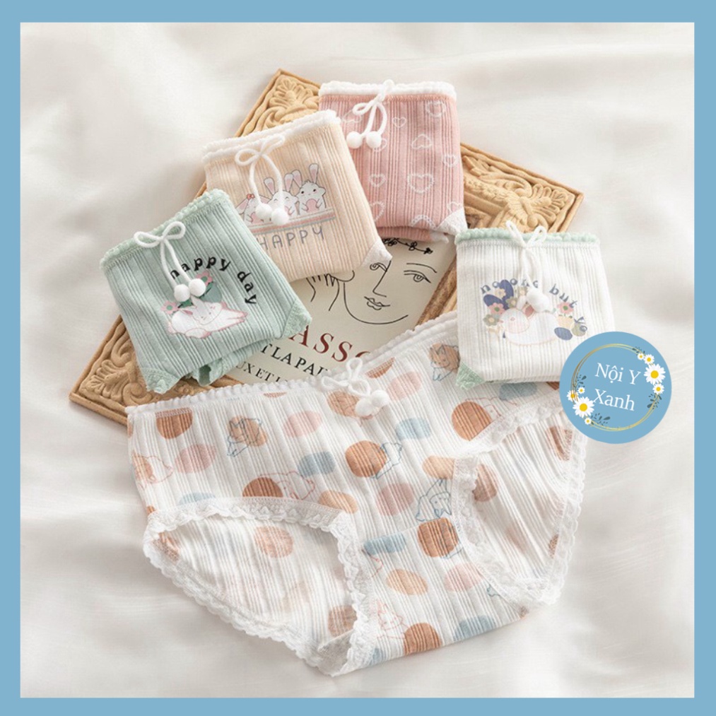 Quần Lót Nữ Cotton Tông Xanh Kháng Khuẩn Nhiều Họa Tiết  Xinh Xắn mã nội y xanh, chất đẹp, deal tốt
