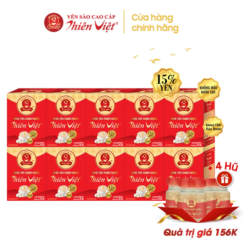 Combo 10 Nước Yến Sào Thiên Việt cao cấp 15% yến tổ (10 hũ x 70ml)