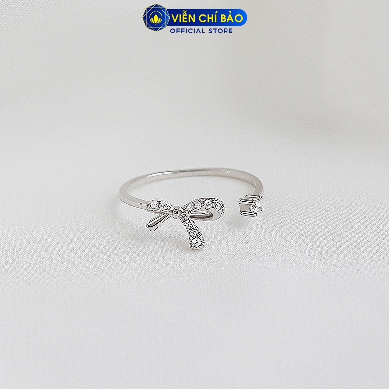 Nhẫn bạc nữ hình nơ đính đá bản hở chất liệu bạc 925 thời trang phụ kiện trang sức Viễn Chí Bảo N400274