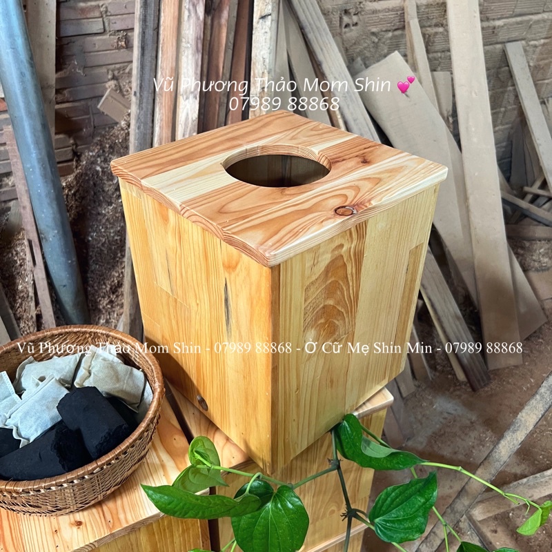 Ghế gỗ xông vùng kín cao cấp Mom Shin | Tặng đệm ngồi xốp | Vũ Phương Thảo Mom Shin | Shop Mẹ Thảo | Ở Cữ Mẹ Shin