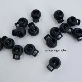 Nút chặn đầu dây rút lò xo bằng nhựa tròn màu đen tiện dụng