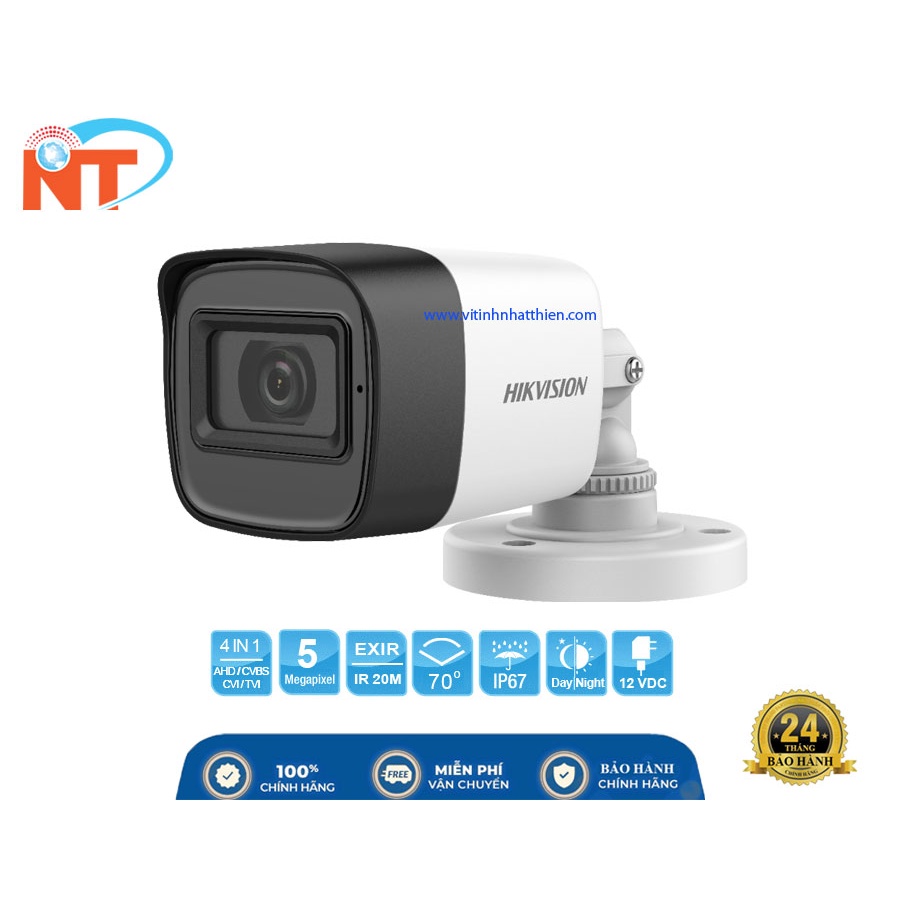 Camera HD-TVI 5.0 Megapixel HIKVISION DS-2CE16H0T-ITFS Mic thu âm hồng ngoại ban đêm - Hàng Chính Hãng