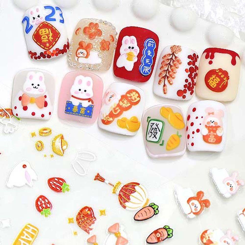 Miếng Dán Trang Trí Móng Tay Hình Cà Rốt / Động Vật Kiểu Trung Hoa Thời Trang Cho Nữ
