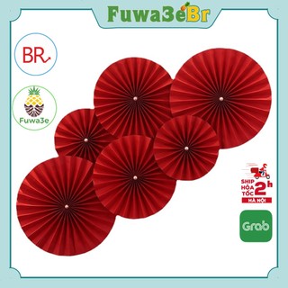 Set 6 quạt giấy đỏ trang trí Tết- quạt giấy trang trí nhà cửa, tết mang đến nhiều điều may mắn, đón tài, đón lộc 01727