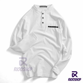 [XẢ KHO] Áo thun nam cổ trụ tay dài túi giả hàn quốc mới RKL006